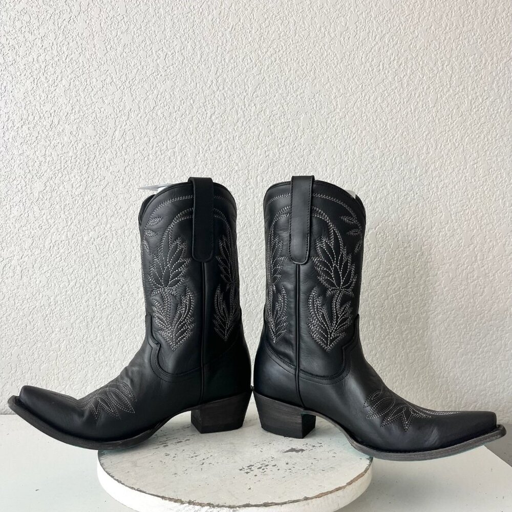 Lane SANDAGA Midi Womens Cowboy Boots 10 Cowgirl Western Wear Black Mid Calf - Picture 7 of 11